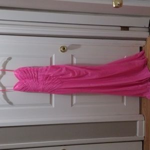 Pink Sparkly Floor-length, Strapless Formal Gown; Size 1; Stacy Sklar